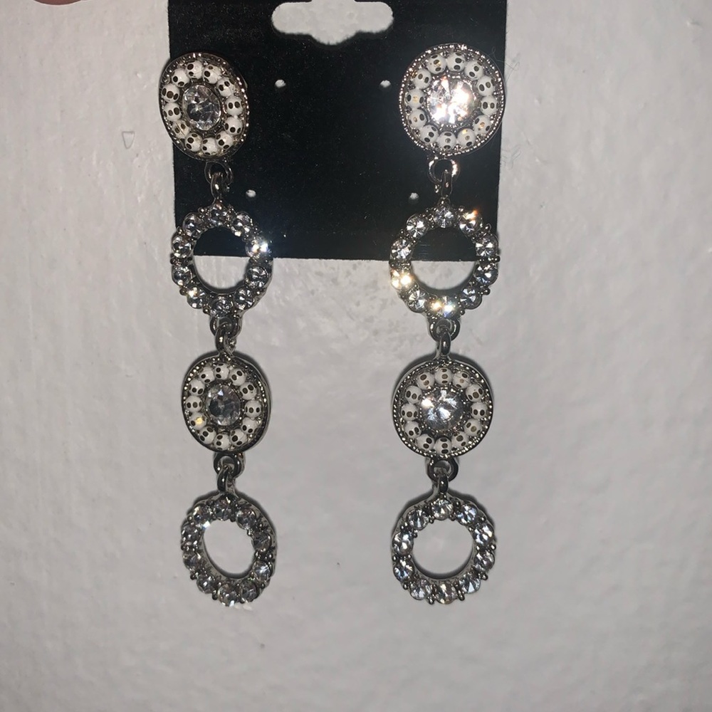 Diamond Circle Dangle Earrings